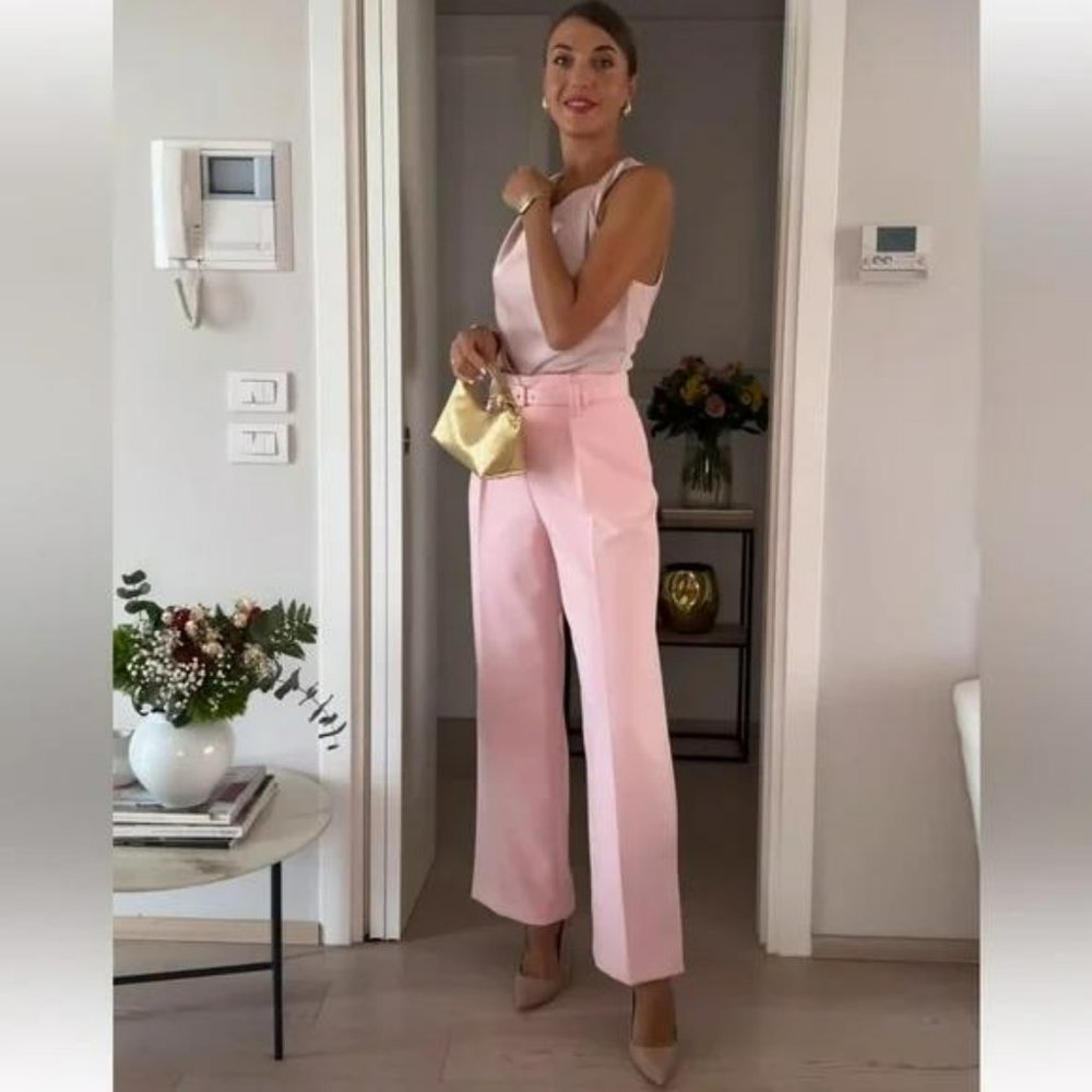 ZARA WIDE LEG BELTED PANTS